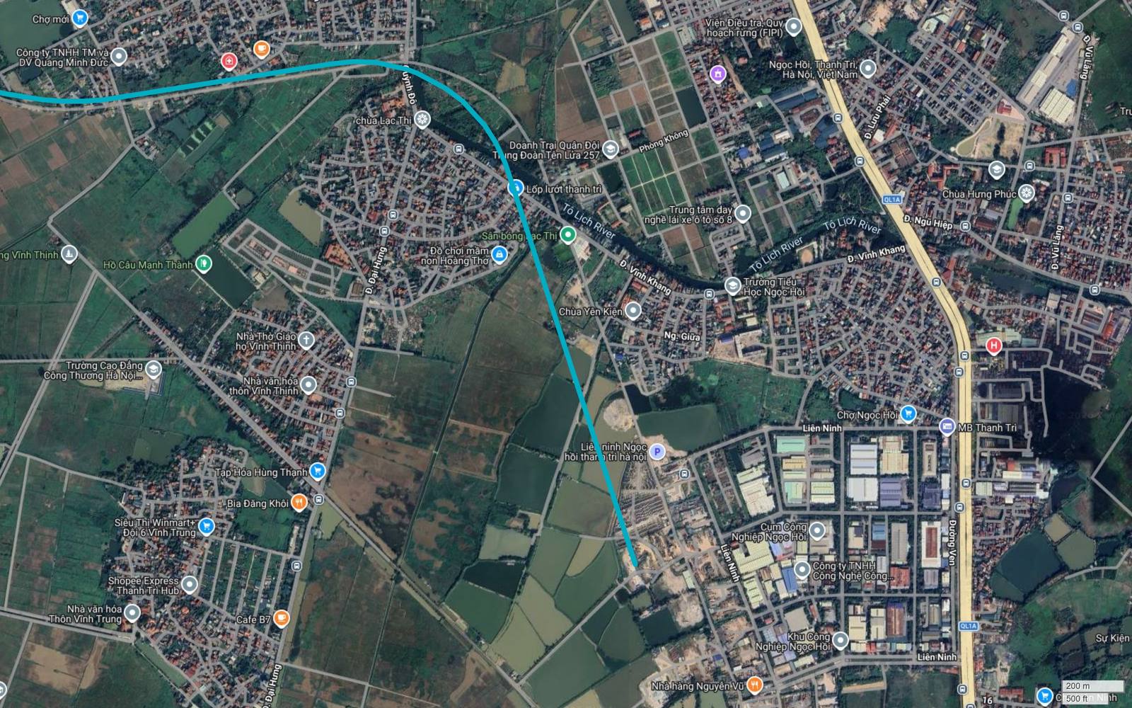 Điểm cuối tuyến metro số 6 Hà Nội tại khu Liên Ninh, Ngọc Hồi, Thanh Trì, vạch xanh ngọc dừng cạnh Cụm Công Nghiệp Ngọc Hồi và Khu Công Nghiệp Ngọc Hồi